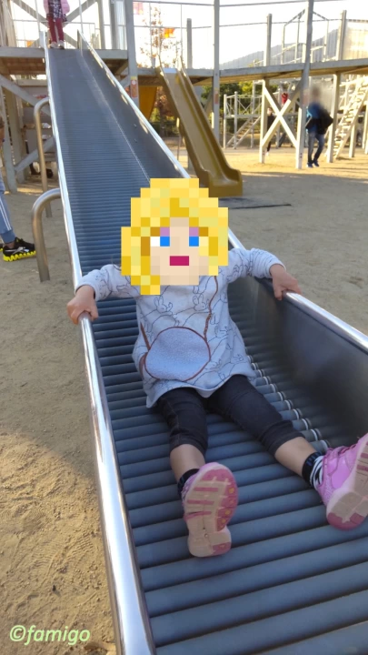 あすたむらんど徳島の冒険の国の滑り台で遊ぶ子ども