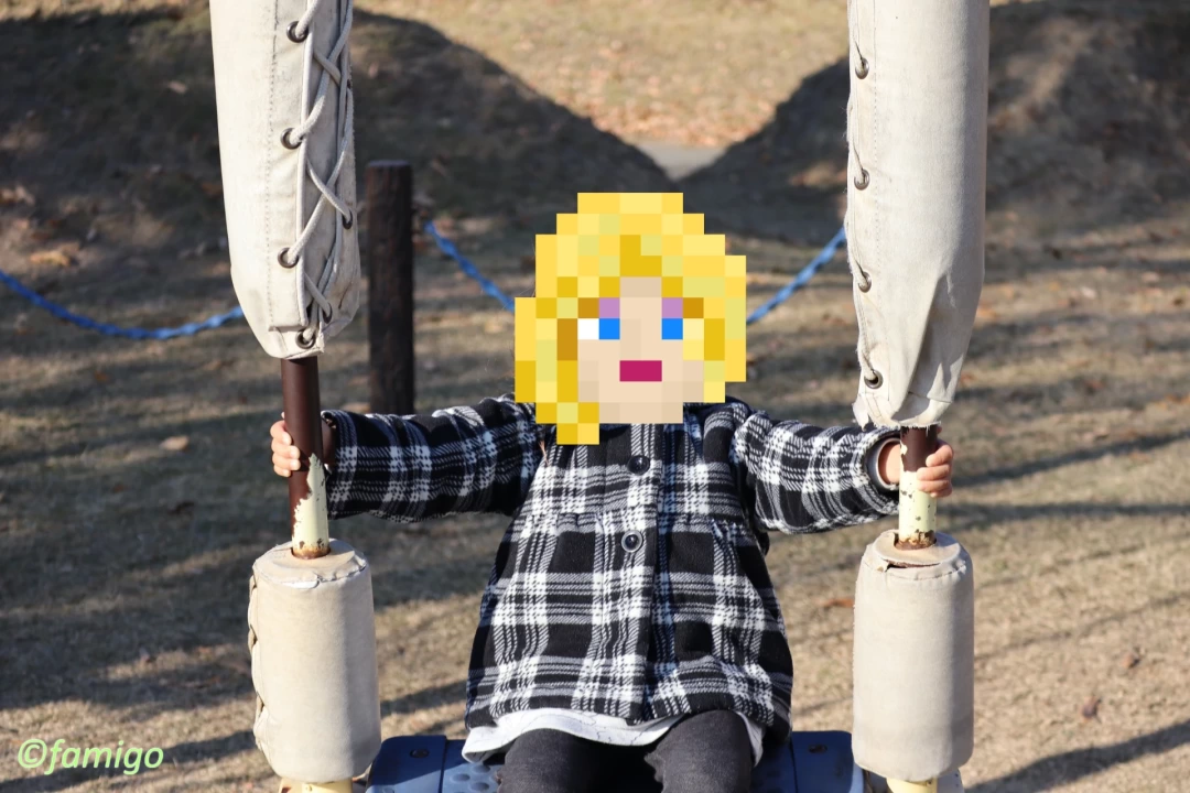 あすたむらんど徳島のブランコに乗る子ども